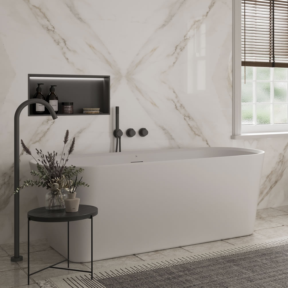 Crosswater Carne Grande Matt White 1700mm Freestanding Bath - Lifestyle Image 1